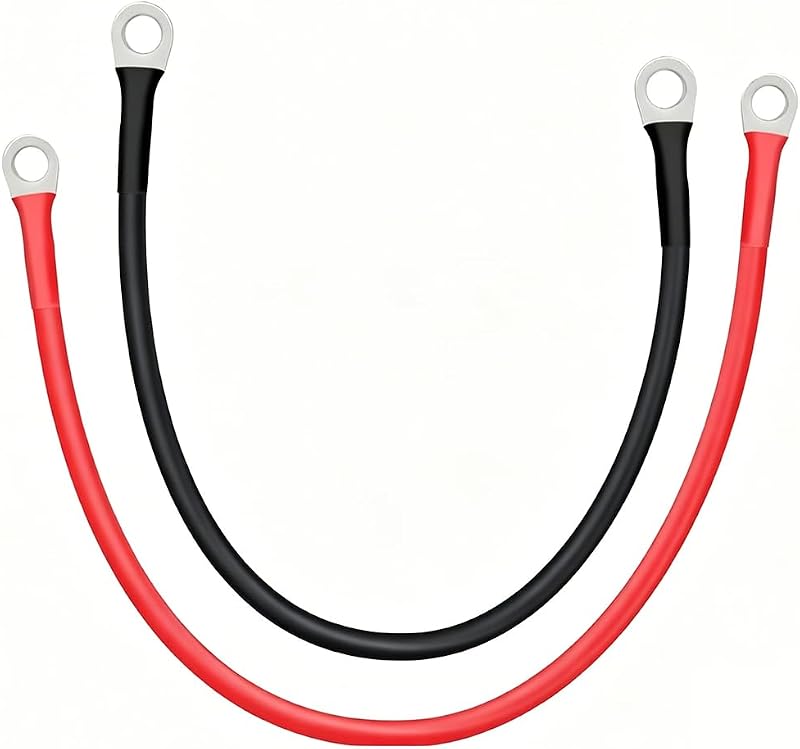 Cabo de bateria positivo e negativo JINHANCN 8 AWG em cobre com terminais de 0,95 cm – conjunto com 2 cabos de 0,61 m