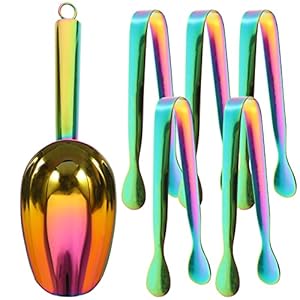 Yardwe Schaufelzangen- Set Eisschaufeln Lebensmittelschaufel Eiswürfelzange Robuste Küchenzange für Süßigkeiten Dessertbuffet Pommes Frites Kaffee Tee Bunt