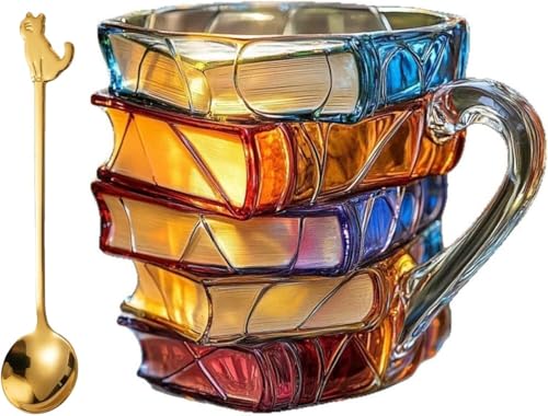 Tazza In Vetro A Forma Di Libro Dipinto, Tazza Da Caffè Dipinta In 3D, Regali Da Collezione, Decorazione Degna Di Una Libreria, Portapenne, Tazze Per Gli Amanti Dei Libri
