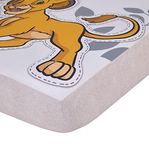 Image of NoJo Disney Lion King Simba Tan, Sage, Gold and White Wild About You Nursery Photo Op Fitted Crib Sheet