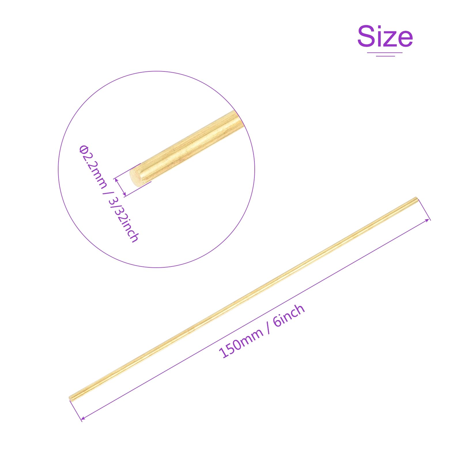 DMiotech Lot De 10 Tiges Rondes En Laiton Massif De 2,4 Mm X 150 Mm Pour Travaux Manuels, Barres De Soudage En Laiton, Barres De Tour Pour Poinçons De Dérive, Modèle D'avion