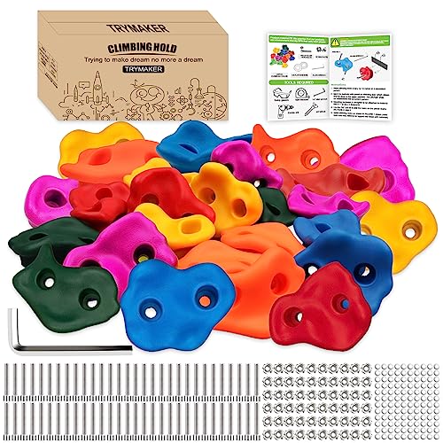 Trymaker Rock Climbing Holds, 30PCS Climbing Wall for Kids, Climbing Set for Adult Indoor and Outdoor(Large Size)