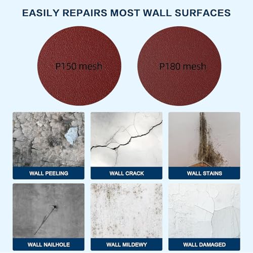 Drywall Repair Kit with Gloves - 2 Pack Spackle Wall Repair and Wall Patch Repair Kit & High Strength Small/Large Wall Hole Repair, Dry Wall Patch Kits with Plaster, Scrapers, Sandpaper, and Patches