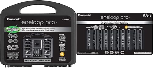 Eneloop Panasonic K-KJ55KHC82A pro - Baterías recargables de alta capacidad 8AA, 2AAA y Panasonic BK-3HCCA16FA pro AA baterías recargables