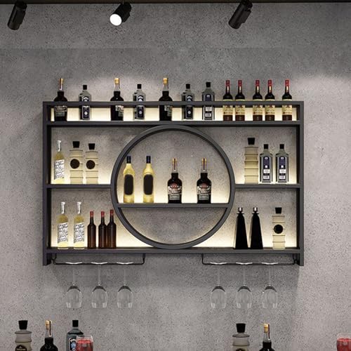 Moderno Portabottiglie da Parete con Porta Calici e Porta Bottiglie di Vino - Design Multi-Gancio Ripiani Bar Mobile