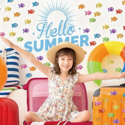 500 peças de adesivos de peixe de verão rolo de 2,5 cm adesivos coloridos a laser de foca de criatura marinha oceano decalques autoadesivos à prova d’água para suprimentos de decoração de diário de