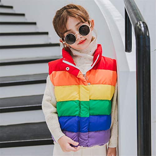 Mud Kingdom Girls Boys Puffer Vest Rainbow Stripes Stand Collar Sleeveless Jacket 2-9 Outerwear Years3