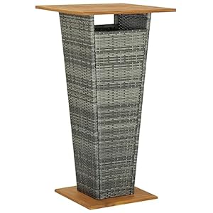 CFODOJ Szary Stół Barowy Polirattan Akacja 60x60x110