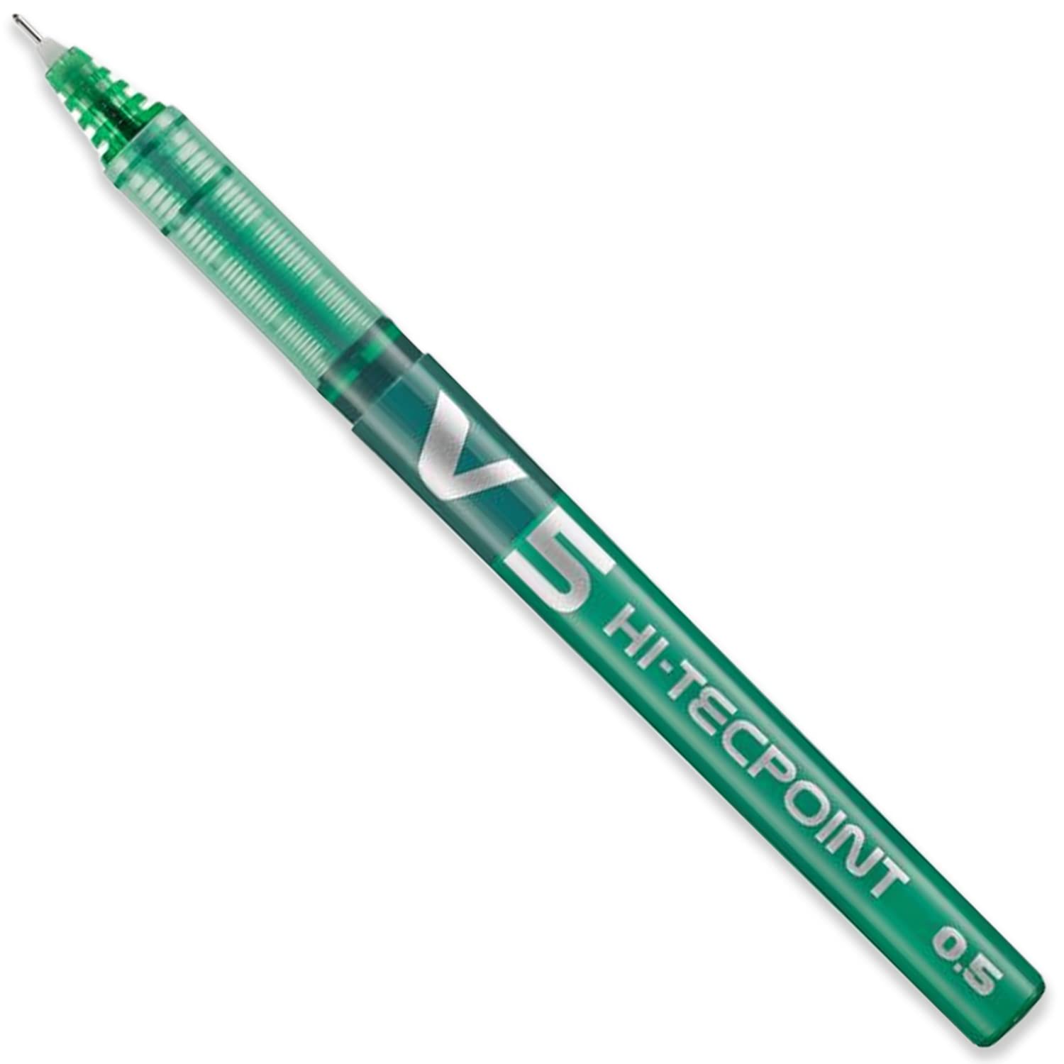 PILOT V5 Hi-Tecpoint Rollerball Pen - Fine 0.5mm Nib - In Envelope Gift Packaging - Pack of 3 (Green) - Image 2