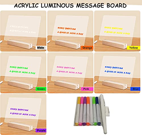 2 Sets Of Acrylic Dry Erase Board With Light , 11.8 X 7.87" And 7.87 X 7.87" Two Sizes Acrylic Whiteboards With Stand , For Study , Work And Personal Creative Use #TOP3