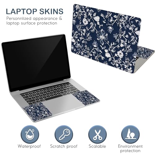 Image of DINKY Laptop Notebook Skin Sticker Cover Decal, Fits 12-15.6 inch Laptops, Blue Art Leaf