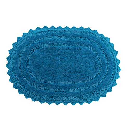 Rich&Pride Bathroom Rugs Sets 2 Piece - Luxury Thick Reversible Cotton Bath Mat Ultra Soft Plush Bathroom Rug - Water Absorbent Non-Slip Bathroom Floor Mats (Teal - Oval-21X34/17X24) #TOP6