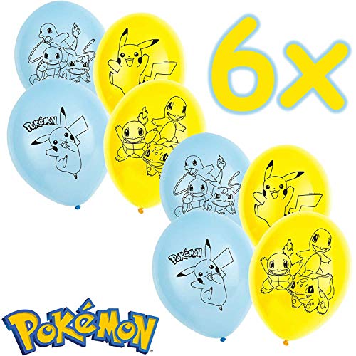 6 globos de Pokémon para decoración de cumpleaños infantiles y fiestas temáticas, 88 cm de...