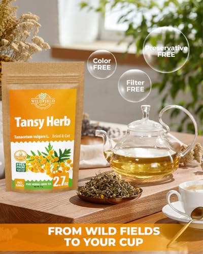 Image of 1.8 oz. Pishma Tea Tansy Flowers Herbal Tea (Tanacetum Vulgare L.) - 50g Dried Cut Tansy Flowers Herb