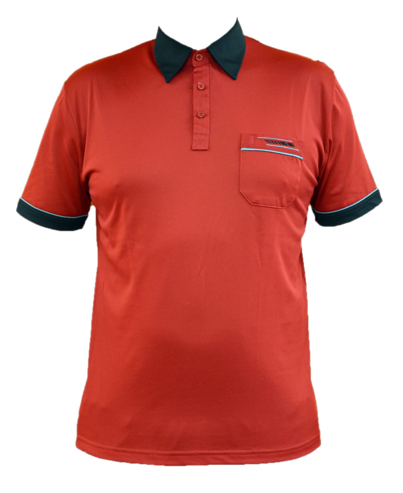 Gabicci - Plain Polo Shirt with Contrasting Collar and Piping (XX-Large, Red)