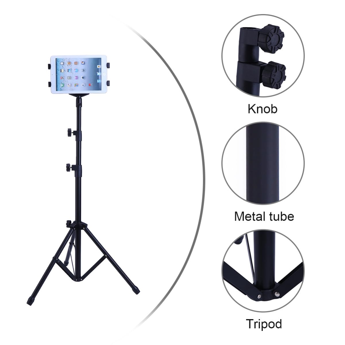 Homoyoyo Support de Tablette pour Réglable Trépied et Alliage D'aluminium à 7 Angle Rotatif Coussinet Antidérapant 10 Pouces pour Tablettes