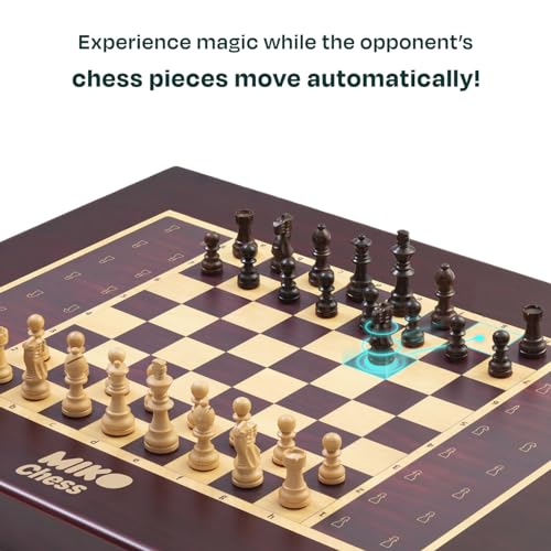 Image of Miko Chess Grand: Your Ultimate AI Chess Companion | Fully Automated Gameplay for All Skill Levels | World's Smartest Electronic Chess Board | Magnetic Wooden Chess Sets with Self Moving Pieces | AI-Powered Board with Self-Moving Pieces, Bluetooth Ble, 20 Plus Adaptive AI Levels, 30 Games per Charge