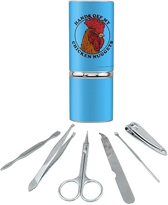 Hands Off My Chicken Nuggets Funny Humor Stainless Steel Manicure Pedicure Grooming Beauty Care Travel Kit