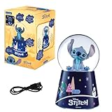 Lexibook, Altavoz Bluetooth Bola de Nieve Disney Stitch, Brillante con Cambio de Colores, Animación Automática de Nieve, Batería Recargable USB-C, SBS10D
