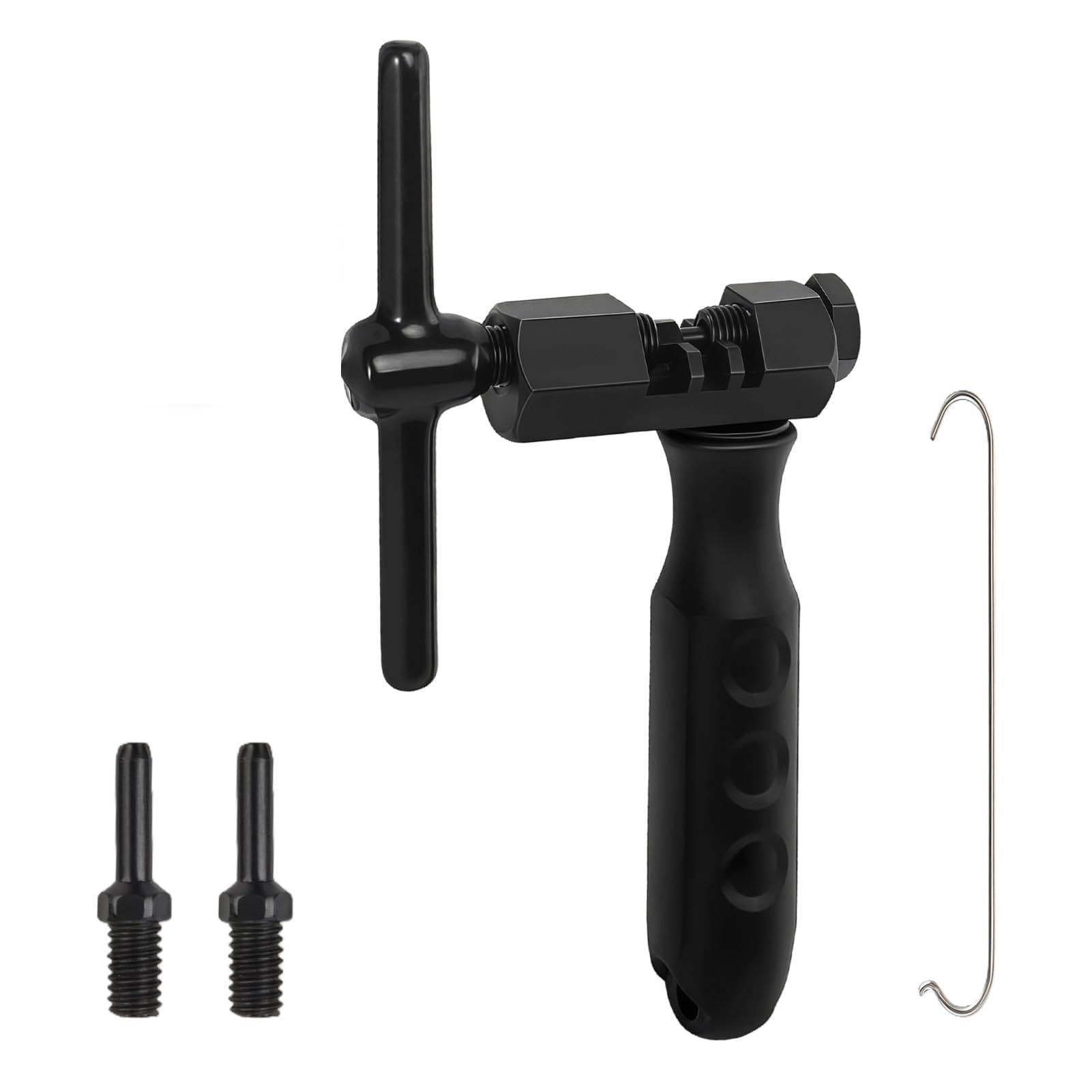 Gripiti Bike Chain Tool for 6/7/8/9/10/11/12 Speed Chain, Universal Chain Link Breaker with 2 Replaceable Pin Bike Chain Splitter Cutter and Remover Tool for Road Mountain Bicycle (Black)