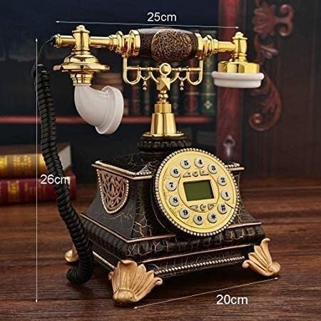 Teléfono fijo clásico europeo retro teléfono vintage teléfono fijo hotel teléfono fijo retro configuración teléfono europeo teléfono retro teléfono fijo hogar negro dorado A (B)