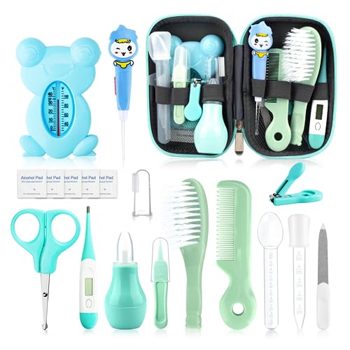 Image of Baby Grooming Kit, Infant Safety Care Set with Hair Brush Comb Nail Clipper Nasal Aspirator Ear Cleaner,Baby Essentials Kit for Newborn Girls Boys…
