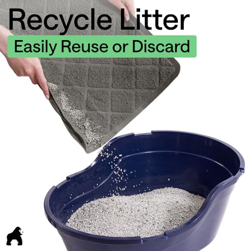 Image of Gorilla Grip Thick Cat Litter Trapping Mat, 40x28, Less Waste, Traps Mess from Box for Cleaner Floors, Stays in Place for Cats, Soft on Kitty Paws, Easy Clean, XL Size, Durable Backing, Charcoal