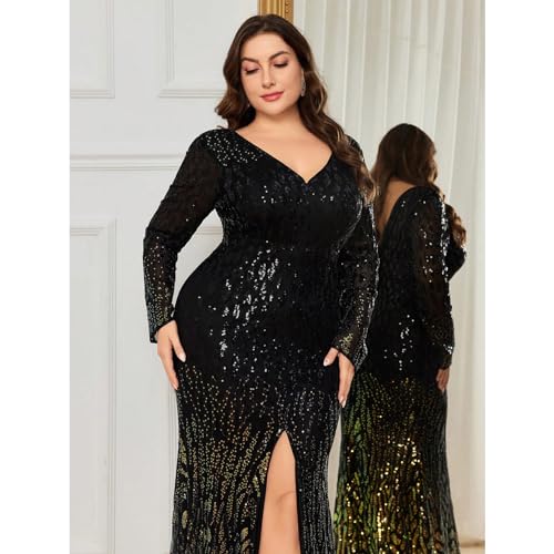 TOLEEN Women's Plus Size Sequin Dress Luxurious Style Formal Cocktail Evening Party Maxi Dresses4