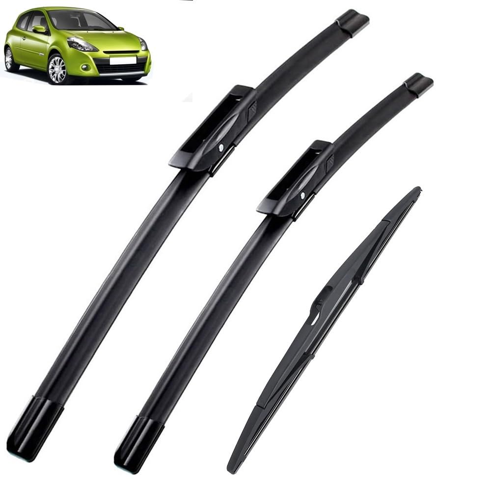 PartzioFront & Rear Wiper Set For Renault Clio MK 3 Hatchback 2005-2012 coated windshield wiper blade 24"+16"+14"(Right hand drive)