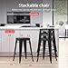 FDW 24 Inch Metal Stools Bar Stools Set Height Stackable Barstools Indoor Outdoor Dining Backless Kitchen Bar Stools Set of 4 (Black)