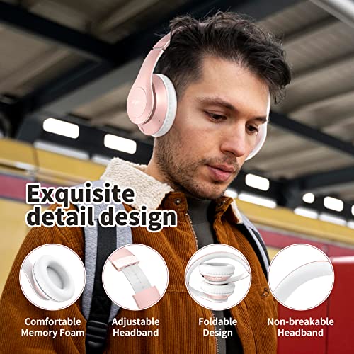 Uliptz Auriculares inalámbricos Diadema, 65H Tiempo de Juego Bluetooth 5.3 HiFi con Micrófono, 6 Modos de Sonido EQ, Audifonos para PC/Teléfono