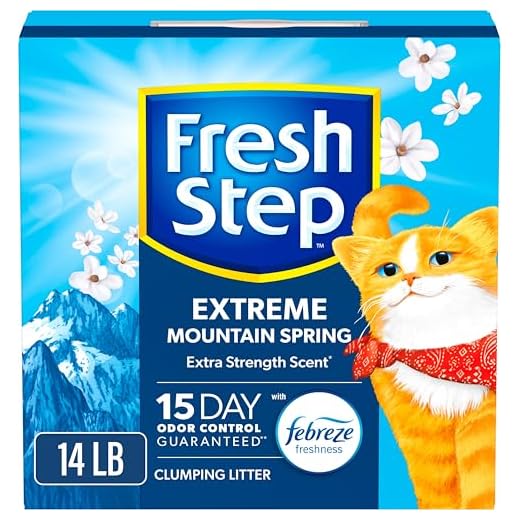 Fresh Step Extreme Scented Litter with the Power of Febreze, Clumping Cat Litter Mountain Spring, 14 Pounds (Package May Vary)