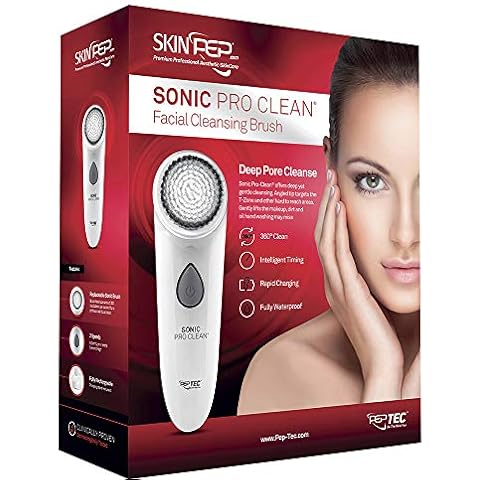 SkinPep Sonic Pro-Clean, Rechargeable Facial Cleansing Brush, Waterproof, Skin Care system, Electric Face Cleaner Facial Massager - (Money Back Guarantee) (Facial Cleansing Set) Cover