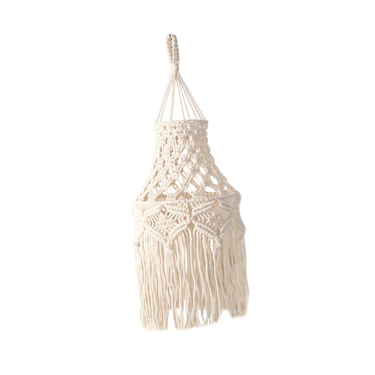 STOBAZA Paralume in Cotone Beige Fatto Bohemien per Lampada da Soffitto Decorativa per Soggiorno e Camera