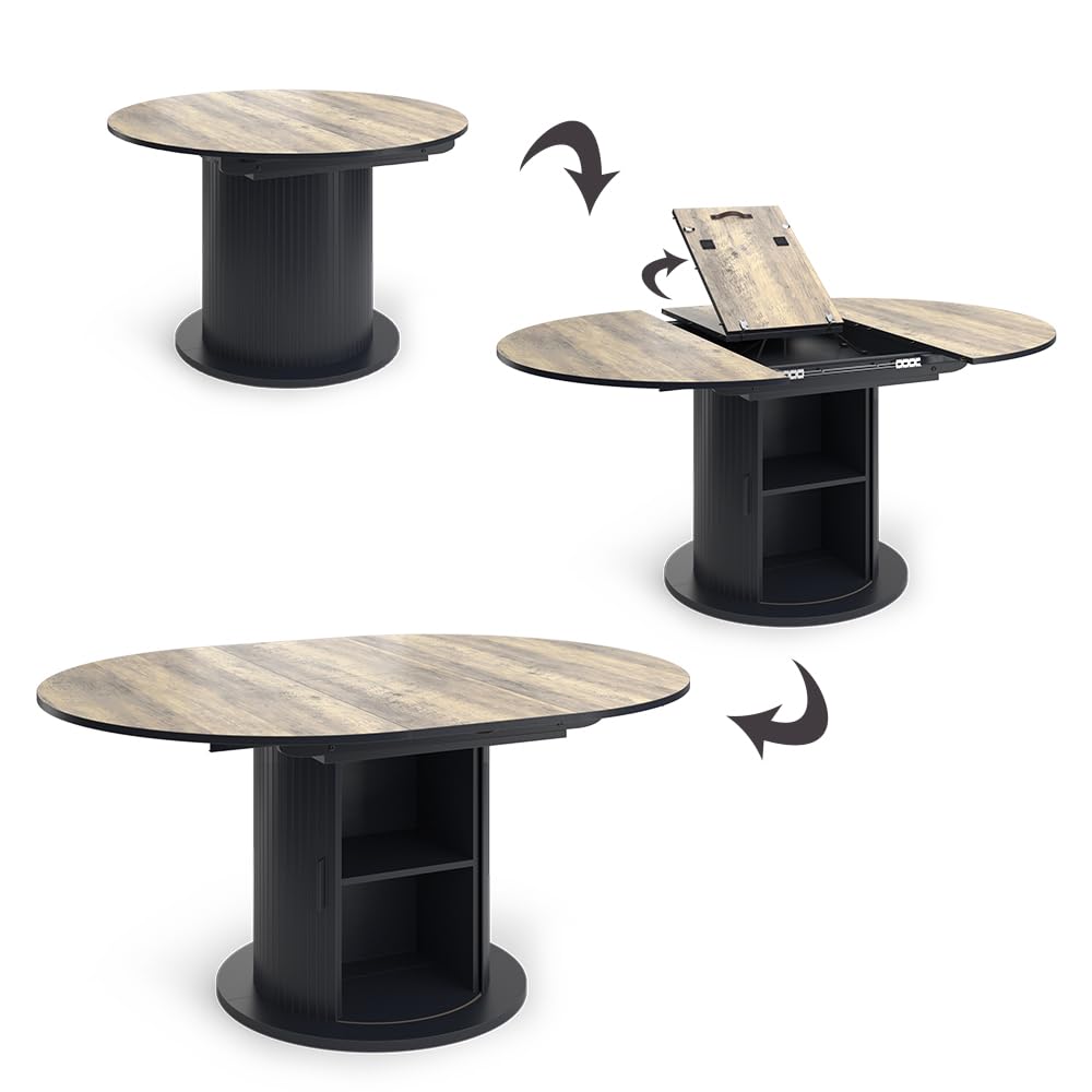 Vicco Table de Salle à Manger Tavero Chêne Rustique/Noir 120-160x120 cm