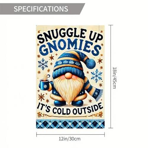 Image of BlissYard Winter Garden Flag Cozy Gnome Quote 12 x 18 Inch