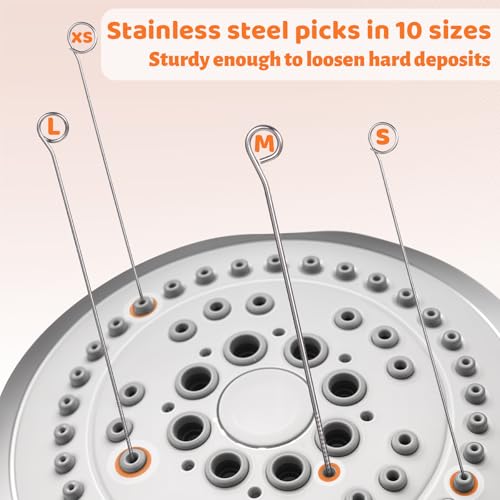 Image of 30 PCS Shower Head Cleaning Brush, Crevice Tiny Brush for Small Holes Cleaner Brush to Tackle Stubborn Mineral Buildups Anti Clogging Cleaner Brushes for Small Hole Gap Nozzle Jewelry, Orange