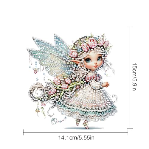 Image of AiYuanzsh Butterfly Elf 5D Diamond Painting Hanging Ornament Kit, Special Shaped Crystal Rhinestone Suncatcher Craft, DIY Diamond Art Pendant Decoration for Home Office, Gift for Adults