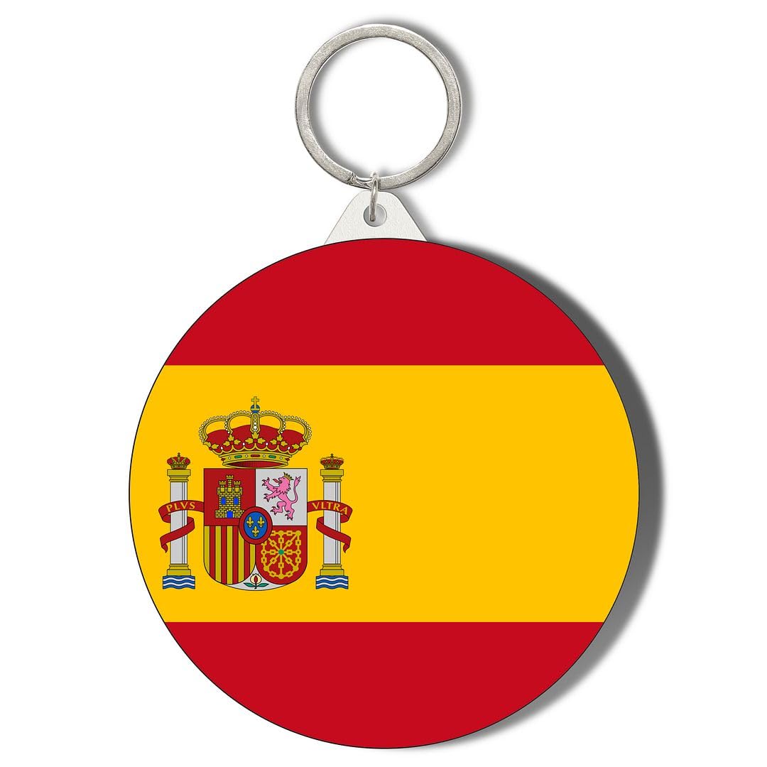 Gift Insanity White Spain Flag 45Mm Short Chain Mirror Keyring