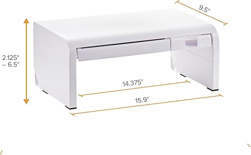 Miniatura 6 de Bostitch Konnect - Elevador de monitor ajustable con cajón y soporte para teléfono celular, soporte para computadora portátil para escritorio, 4