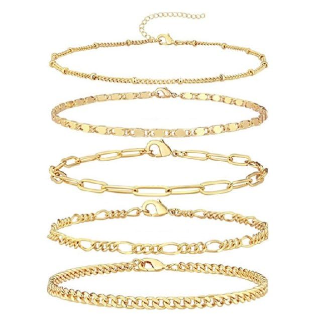 Eniyou5pcs Pulsera Oro Mujer Dorada Pulseras Doradas Mujer Pulsera Acero Inoxidable Pulsera Mujer Dorada Pulseras Pan De Oro Pulseras Acero Inoxidable Mujer Bracelet Pulsera Pan