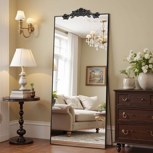 Antok 65"x22" Luxury Full Length Mirror, Baroque Carved Floor Body Mirror