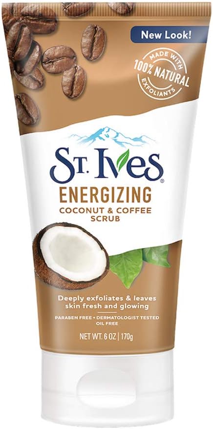 St Ives Energizing Face Scrub, Coconut & Coffee, Deep Cleanser for Bright Skin, Paraben Free, Dermatologically Tested, 170 gm