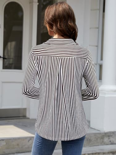 Image of Womens 3 /4 Sleeve Tops Plus Size V Neck Zipper Business Casual Blouses for Office & Going Out Soft Knit Tunics, M-3XL