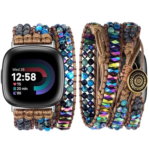 JR.DM Boho r[Yoh fB[X Fitbit Versa 4/Versa 3/Sense 2/Sense Emperor Stone u[uXbg ߉\ nhCh ґg[v EHb`Xgbv X}[gEHb`pXgo