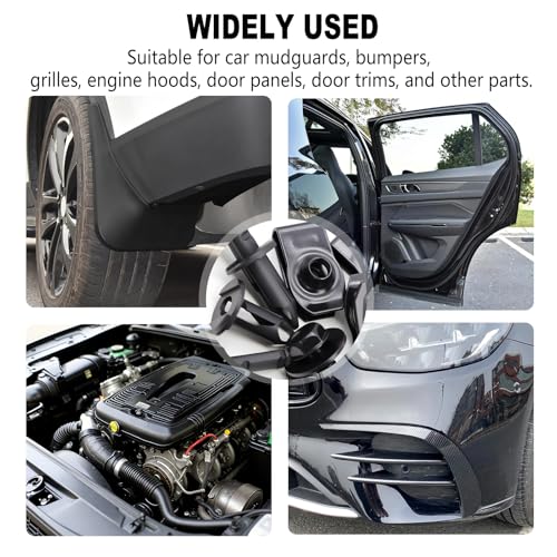 Image of 52Pcs Engine Under Cover Splash Shield Guard Body Bolts & Extruded U-Nut Clips Kit, Multipurpose Fender Bolts Fender Liner Clip Plastic Bumper Push Retainer Rivet Clips for Most Vehicles