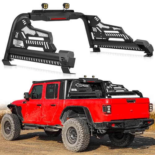 Image of MONOKING Adjustable Mid-Size Truck Bed Roll Bar with 3rd Brake Light & Pod Light Mounts, Tonneau Cover Compatible Sport Bar for 2007-2026 Tacoma, Gladiator, Ranger, Colorado, Canyon, Frontier