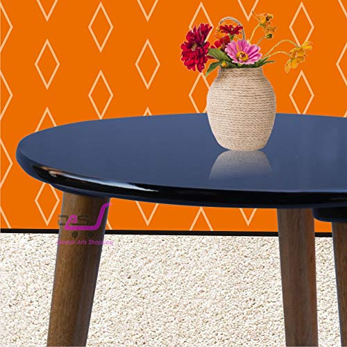 Image of Wood Foldable Oval Shaped Bed Side Table (Large, Black)