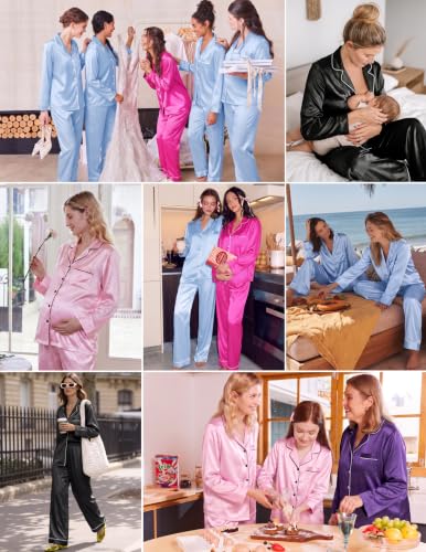 Women's Satin Long Sleeve Button Down Pjs - image 5