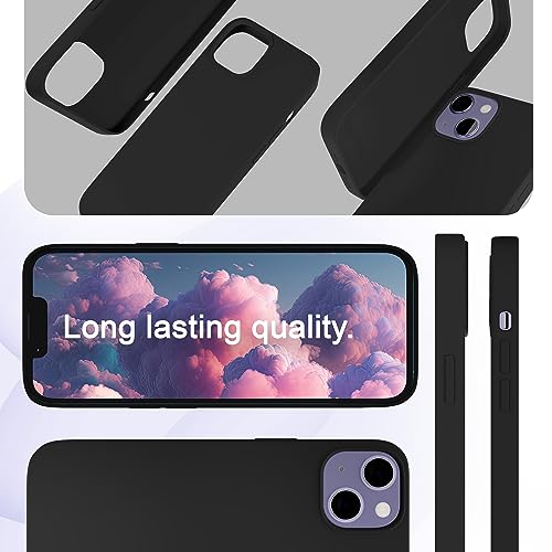 Image of amazon basics Liquid Silicone Case for iPhone 14| Shockproof, with Drop and Camera Protection | Soft Microfiber Lining Inside| Silicone Cover for iPhone 14 - Black